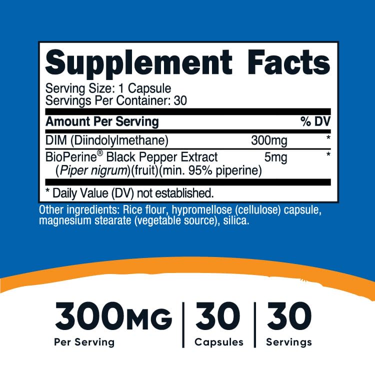 Nutricost DIM Diindolylmethane 300mg Capsule 30 Count