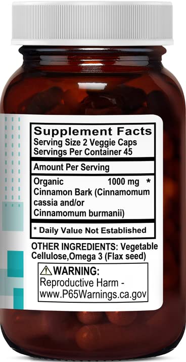 Kovite Organic Cinnamon 1000 mg per Serving Capsules 90 Count