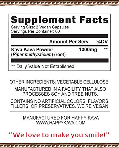 Happy Kava Kava Root Only Capsules, 1 Count