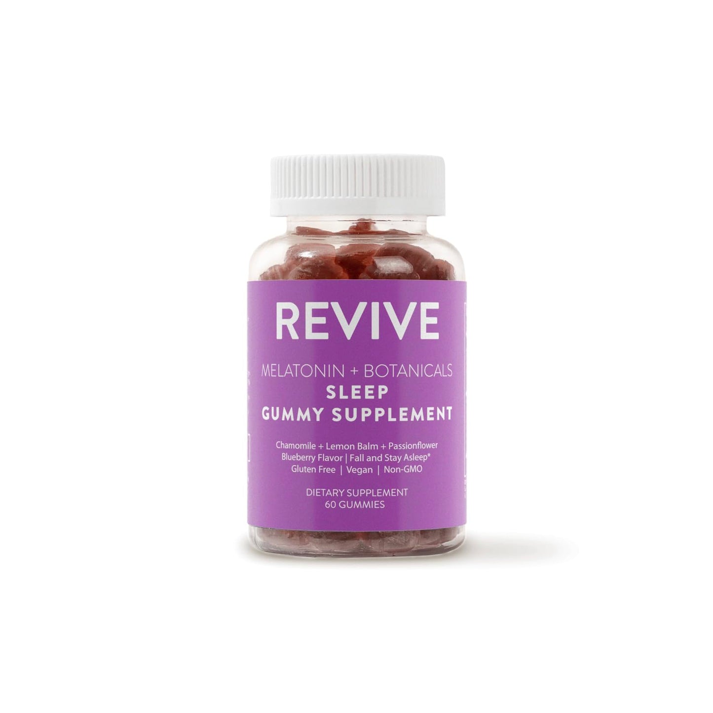 REVIVEEO Melatonin & Botanicals Sleep Gummy Supplement Chewable, 60 Count
