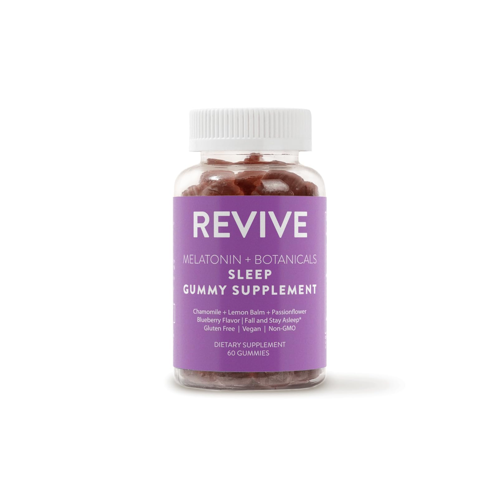REVIVEEO Melatonin & Botanicals Sleep Gummy Supplement Chewable, 60 Count
