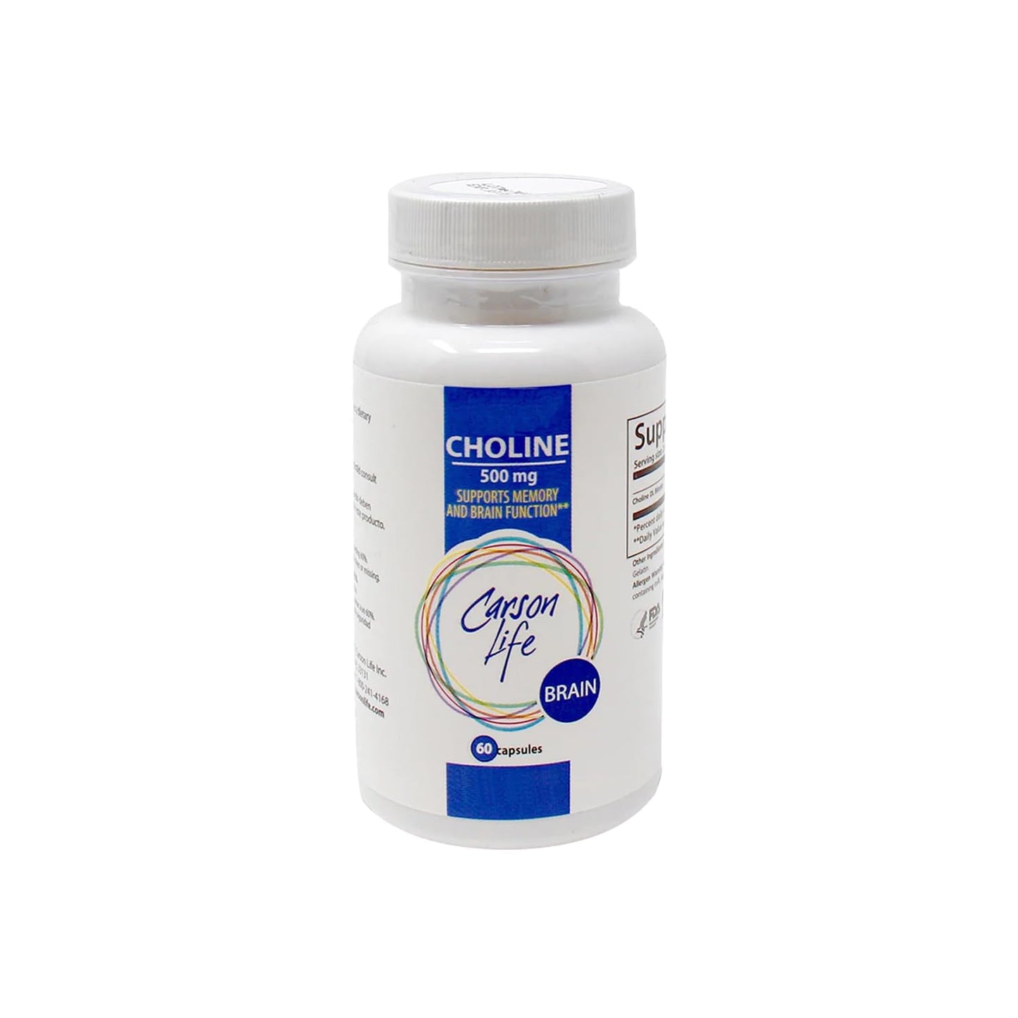 Carson Life Choline 500 mg Capsules, 120 Count