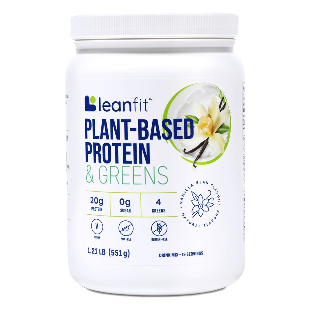 LeanFit Plant-Based Protein & Greens Natural Vanilla Tub, 19 Servings
