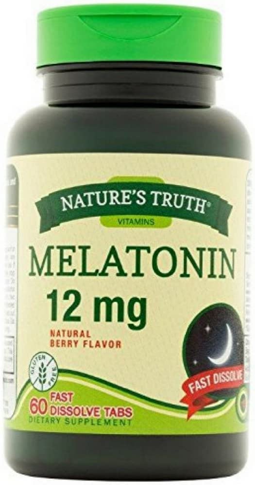 Nature's Truth Melatonin 12 mg, Natural Berry Flavor Tablet, 120 Count