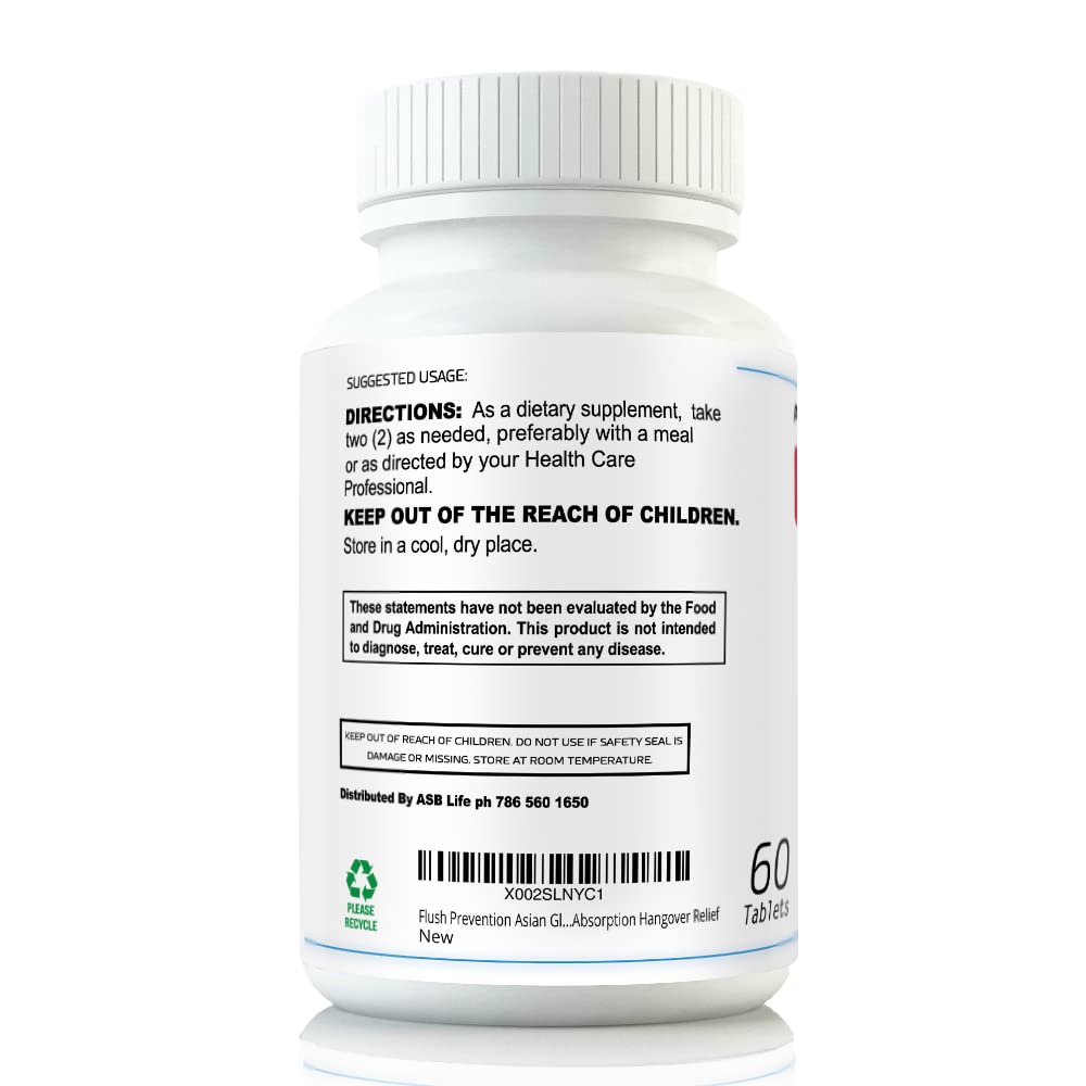 Flush Asian Glow Relief Alcohol Support Red Face Supplements Clinically Formulated Fast Absorption Capsule 1 Count