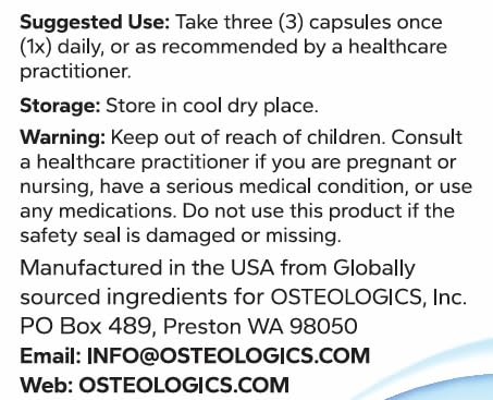 OSTEOLOGICS Collagen Supplements for Bone Formation - Joint Support with Omega 3 Fatty Acids, 90 Capsules