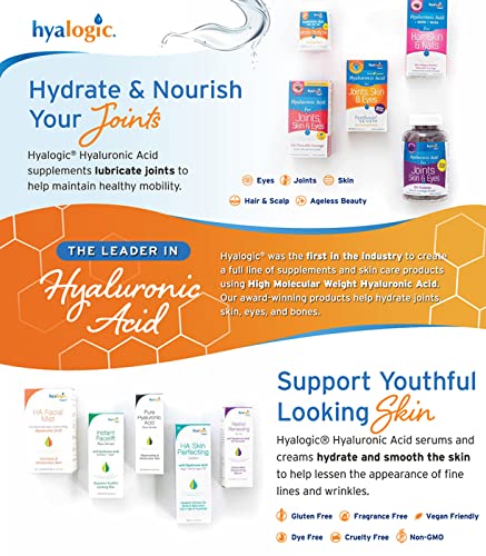 Hyalogic Hair Skin & Nails Hyaluronic Acid Collagen Builder Chewable Lozenges – Delicious Berry Flavor – 30 Count