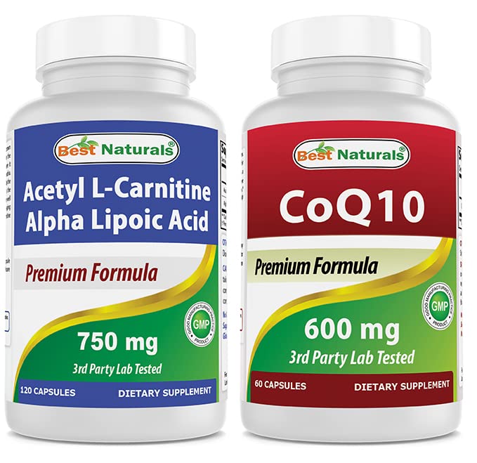 Best Naturals Acetyl L-Carnitine and Alpha Lipoic Acid 750 mg and CoQ10 600 mg 60 Capsules