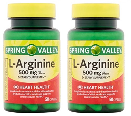 Spring Valley L-Arginine Capsules 500 mg, 100 Capsules, Pack of 2