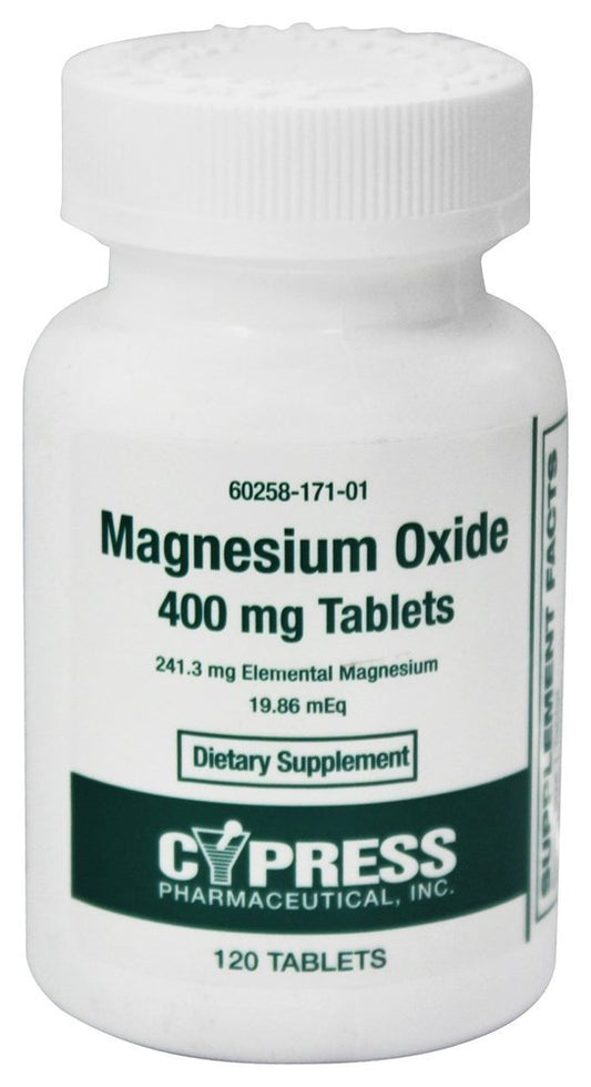 Cypress Pharmaceuticals Magnesium Oxide 400 mg Tablets, 120 Count