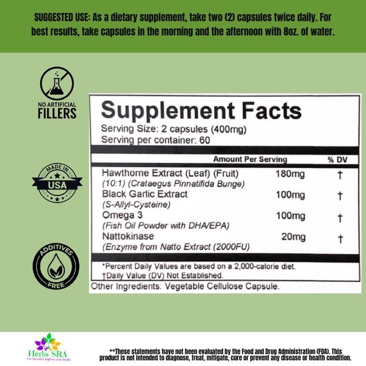 Herbs SRA CARDIOCLEAN Optimal Cardiovascular Support Capsules 120 Count