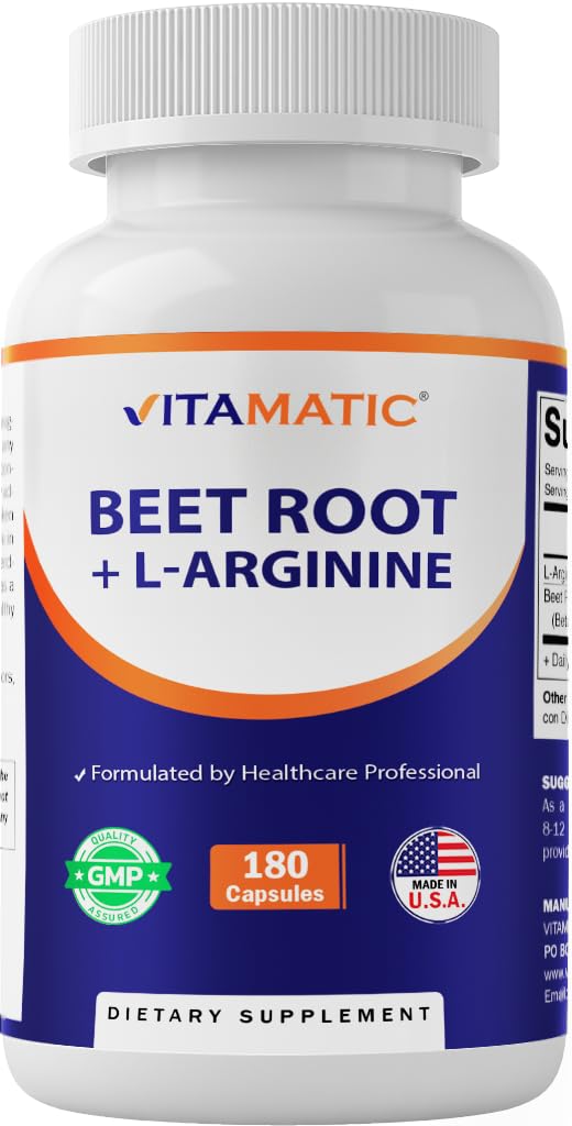 Vitamatic Beet Root + L-Arginine 180 Veg Capsules