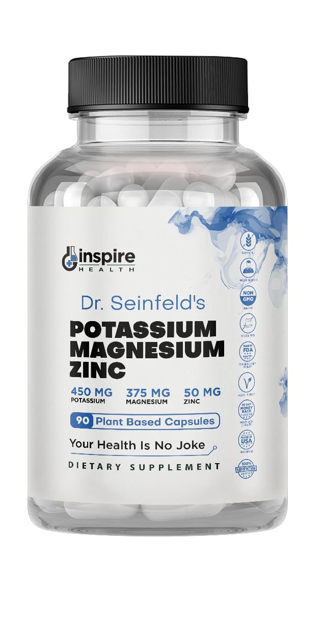 GINSPIRE NUTRITION Magnesium Potassium Supplements with Zinc Capsules, 90 Count