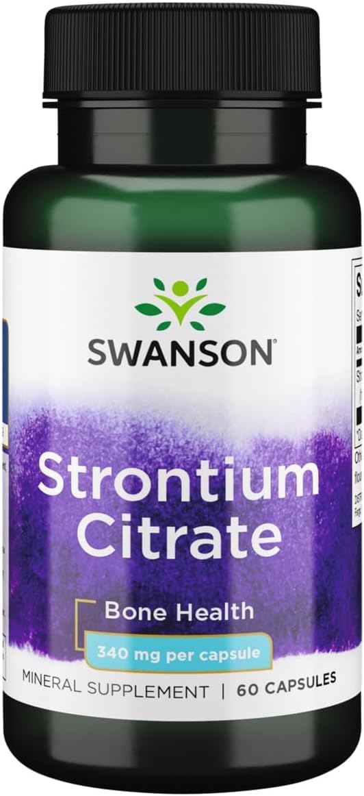Swanson Strontium Citrate 340 Milligrams Capsules, 60 Count