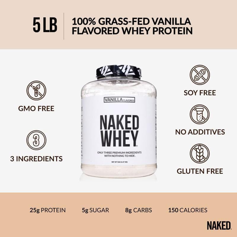 NAKED Vanilla Whey Protein Powder 80 Servings