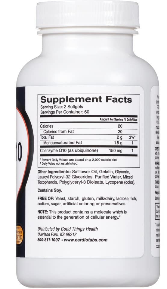 CardioTabs Ultra CoQ10 Coenzyme Supplement for Cardio Health Capsule 120 Count