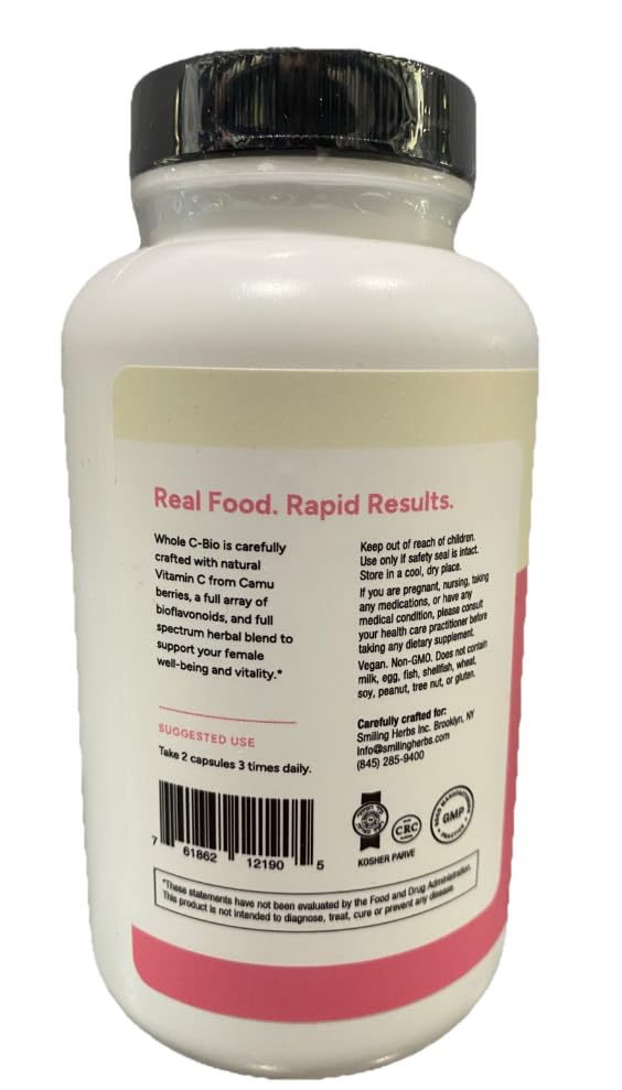 Smiling Herbs Whole Food C-Bio Bioflavonoids with Red Raspberry, Advanced Women's Formula, 120 Capsules