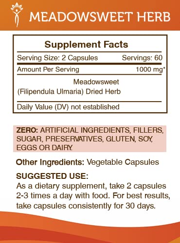 Secrets of the Tribe Meadowsweet Herb Capsule, 120 Capsules