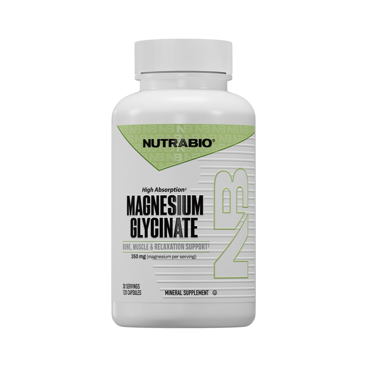 NutraBio Magnesium Glycinate Capsules 350 mg, 120 Count