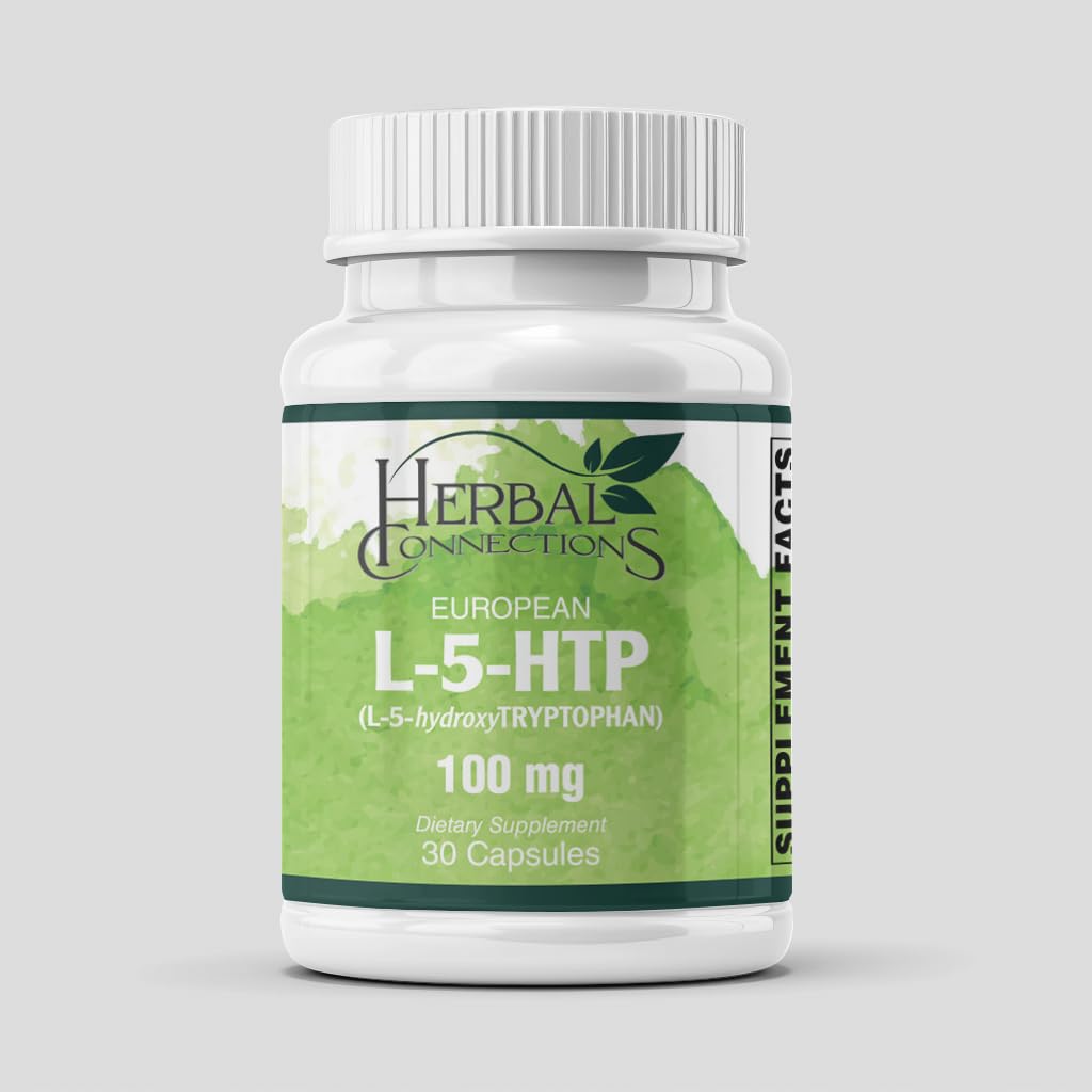 Herbal Connections L-5-HTP 100mg Capsules with Vitamin B6 and C, 30 Count