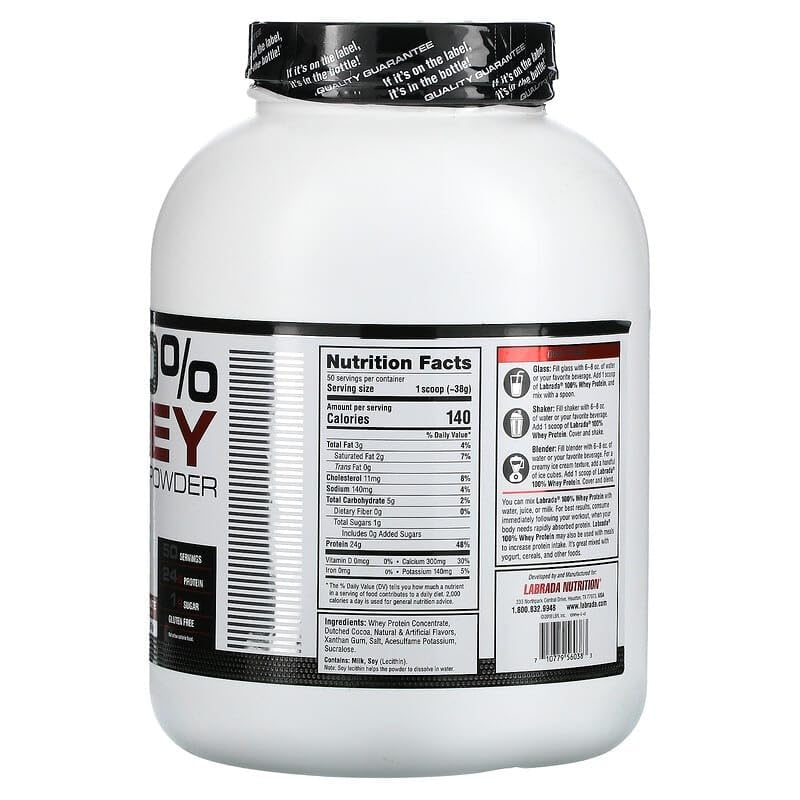 Labrada 100% Whey Protein Chocolate Powder, 66.08 Servings