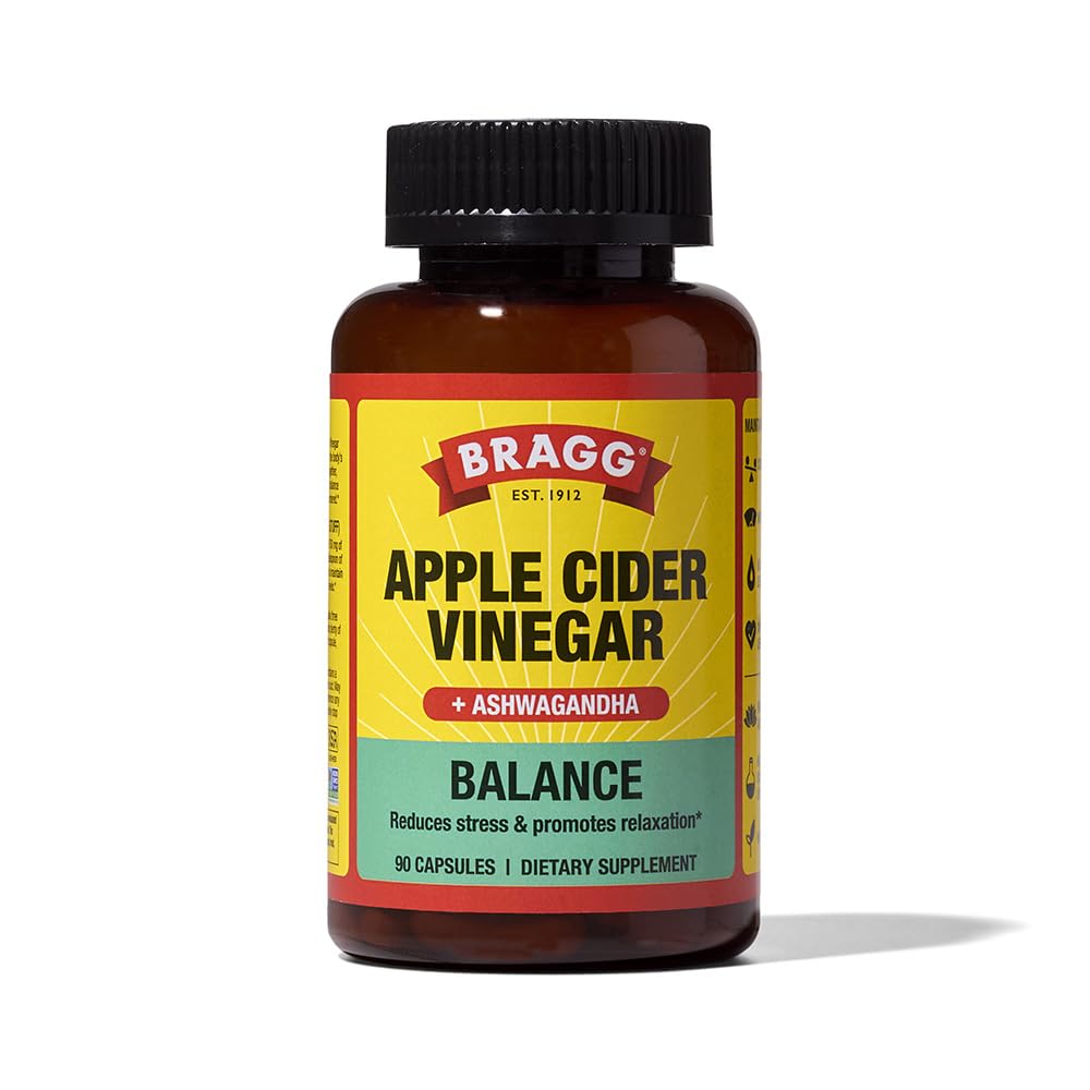 Bragg Apple Cider Vinegar Capsules with Vitamin D, Zinc, and Ashwagandha, 180 Capsules