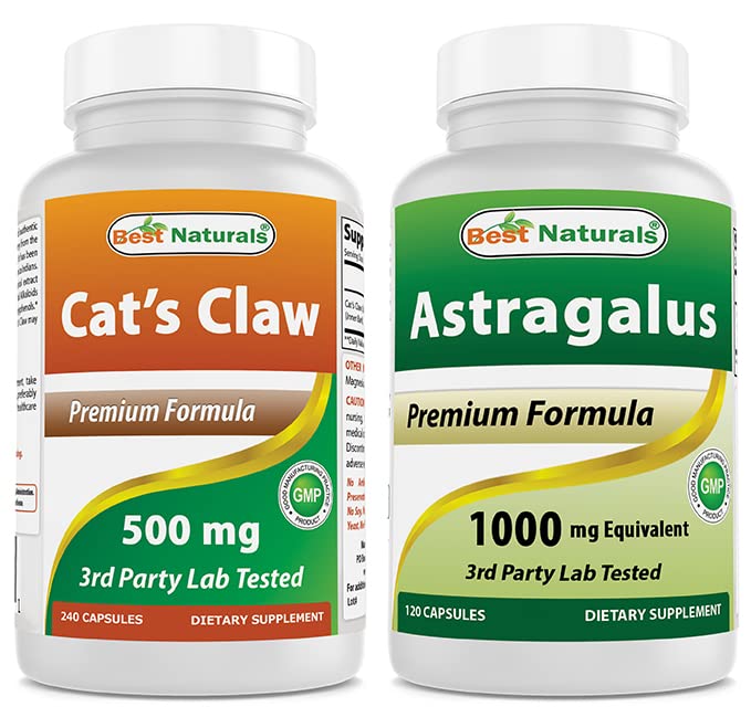 Best Naturals Cat's Claw Capsule, 500 mg & Astragalus Capsule, 1000 mg, 2 Capsules