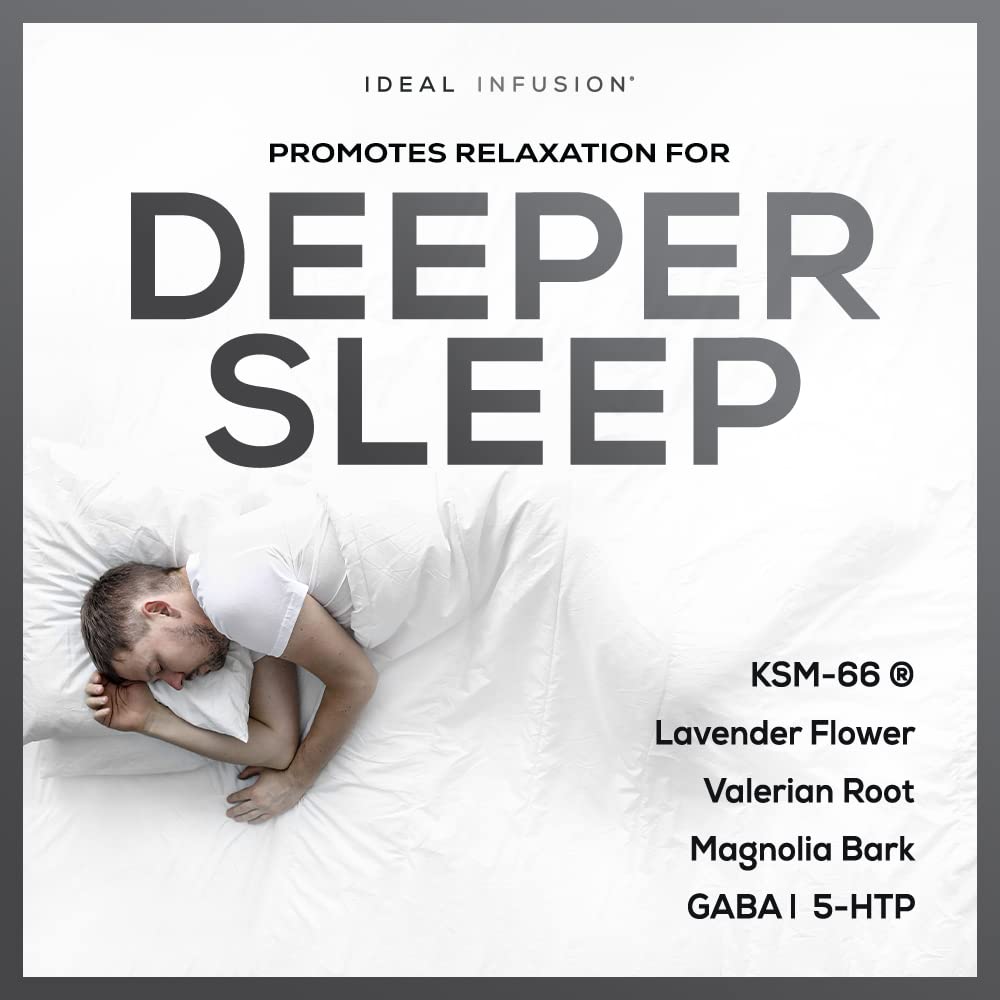 Ideal Infusion Nighttime Muscle Recovery & Deep Sleep Supplement: Stress Support and Hormone Balance - Zinc + Magnesium Glycinate, Ashwagandha KSM-66 - Melatonin-Free, 90 Capsules