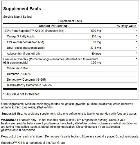 Swanson EFA Krill Oil & Curcumin Capsule, 60 Count