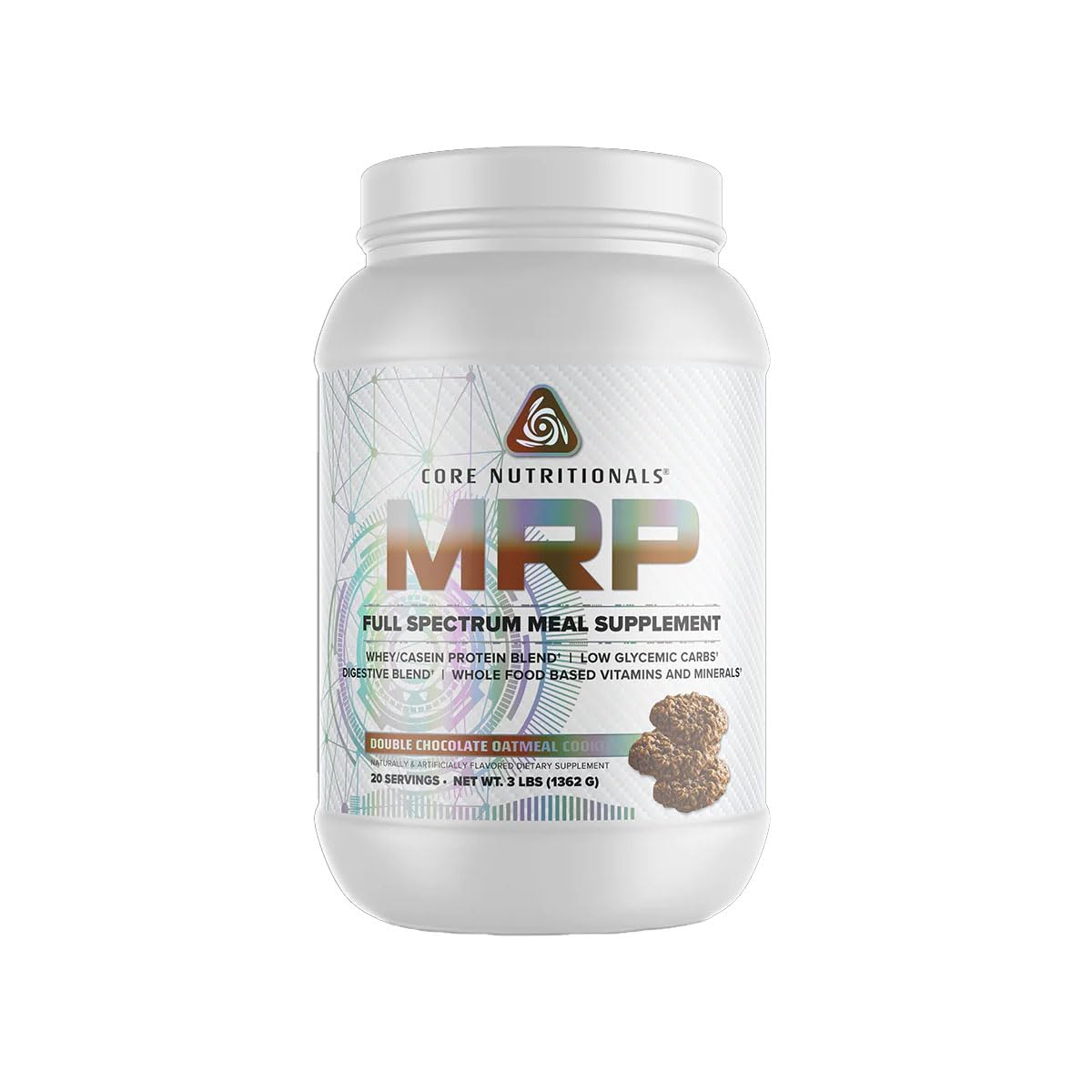 Core Nutritionals MRP Full Spectrum Meal Replacement Powder, 48 Servings, 3 lb, Double Chocolate Oatmeal Cookie