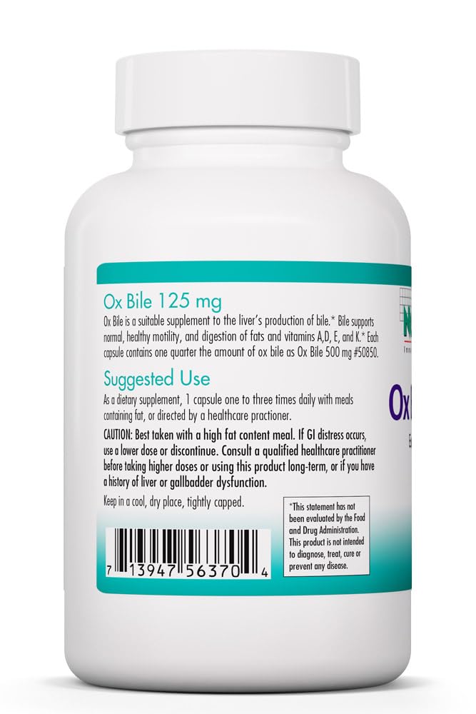 Allergy Research Group Nutricology Ox Bile 125 mg Capsules, 180 Count