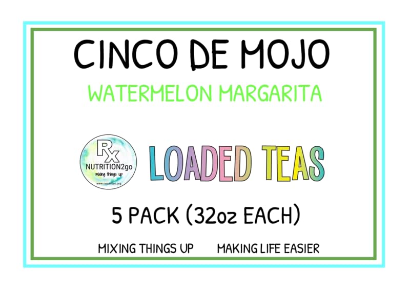 RxNutrition 2go Loaded Energy Tea Powder, Cinco de Mojo, 5 Pack Bulk