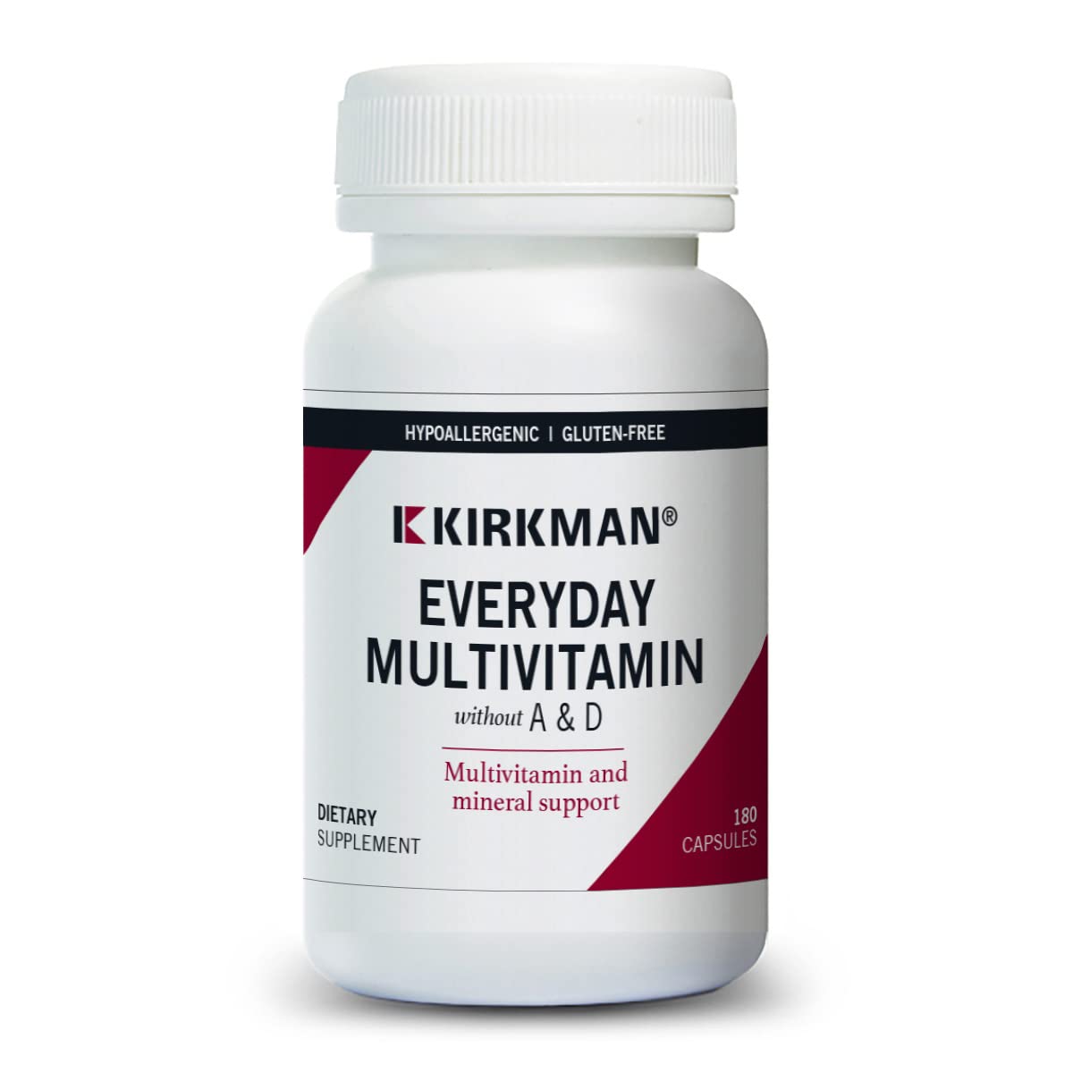 Kirkman Adult Multivitamin Without Vitamins A or D Capsules, 180 Count