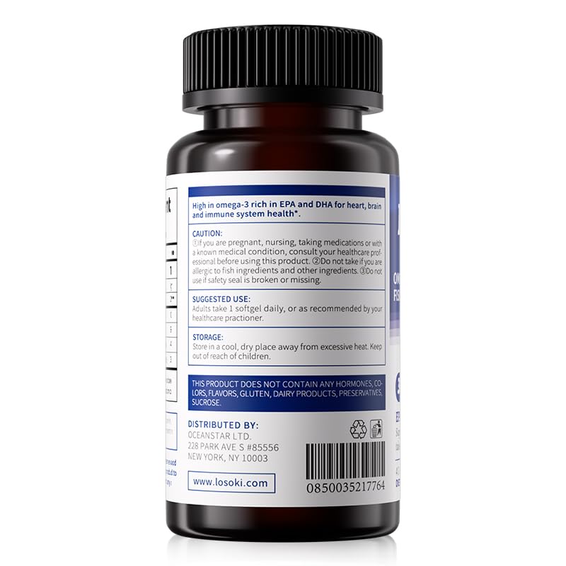 Losoki High Purity rTG Fish Oil Capsules 40 Count