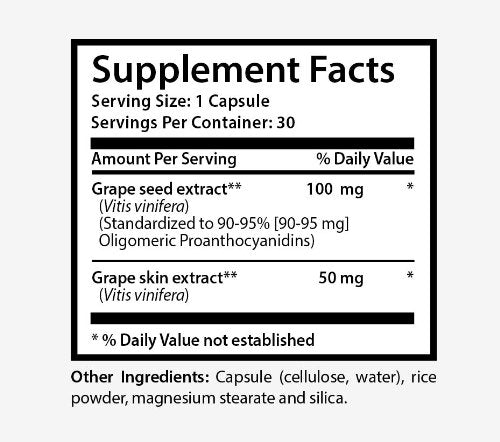 Health Solution Prime Grape Seed Extract Capsules, 30 Count