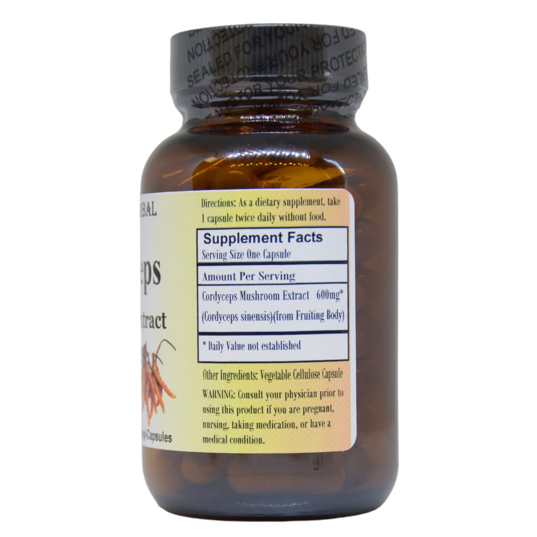 Barlow's Herbal Elixirs Cordyceps Mushroom 60 Capsules