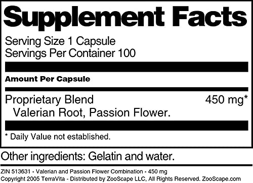 Terravita Valerian and Passion Flower Combination 450 mg Capsules 300