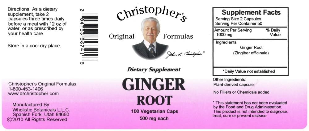 Christopher's Original Formulas Ginger Capsules, 100 Capsules