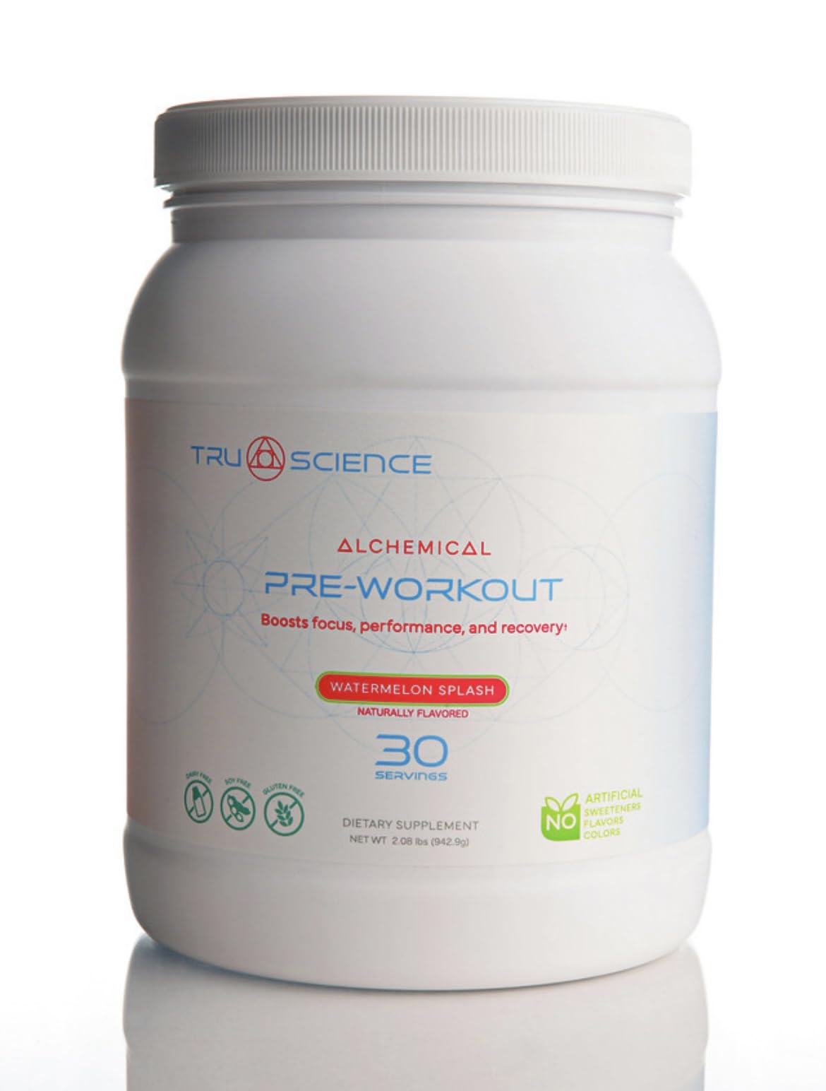Tru Science Alchemical Pre-Workout Supplement Watermelon Splash Powder, 30 Servings