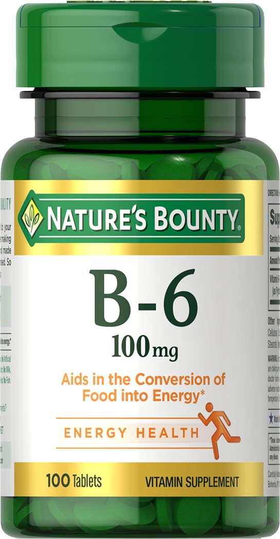 Nature's Bounty Vitamin B6 100mg Tablet, 100 Count
