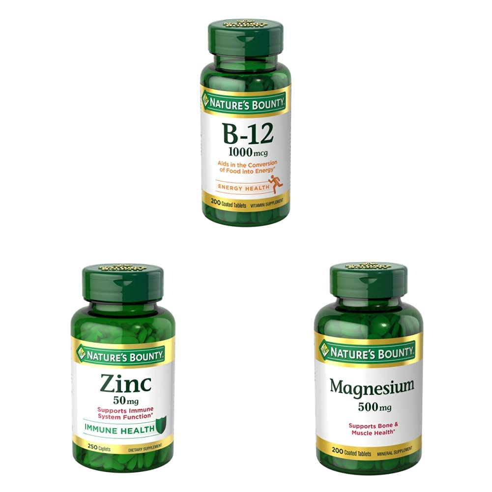Nature's Bounty Vitamin B12, Magnesium & Zinc Caplets 3 Count