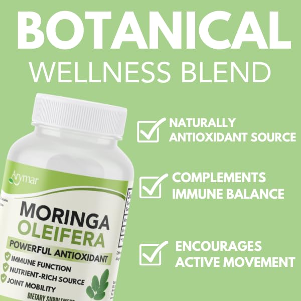 Arymar Moringa Oleifera 630mg Capsules, 60 Count