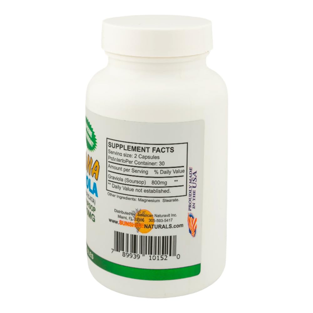 Sunshine Naturals Graviola Supplement Capsules 60 Count
