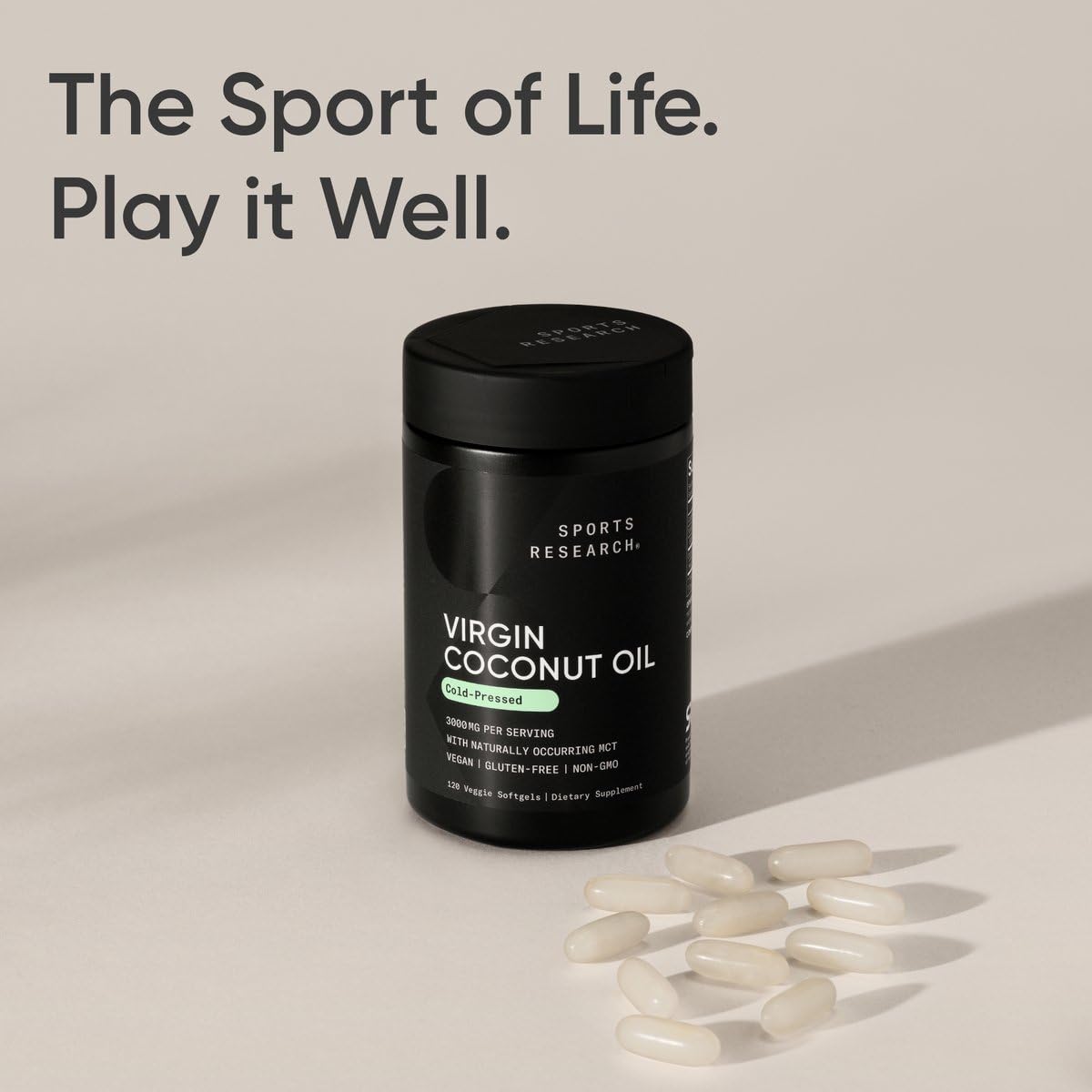 Sports Research Organic Coconut Oil Softgels, 120 Count