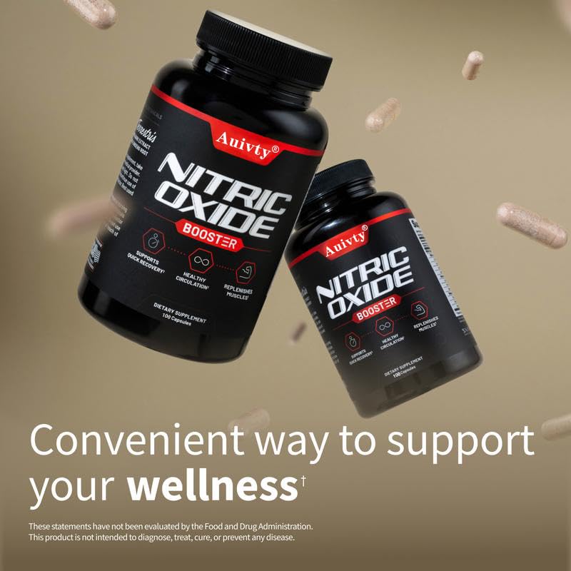 Auivty Nitric Oxide Booster Supplement – L-Arginine, L-Citrulline & Beet Root – Energy & Performance Support Softgel, 100 Count