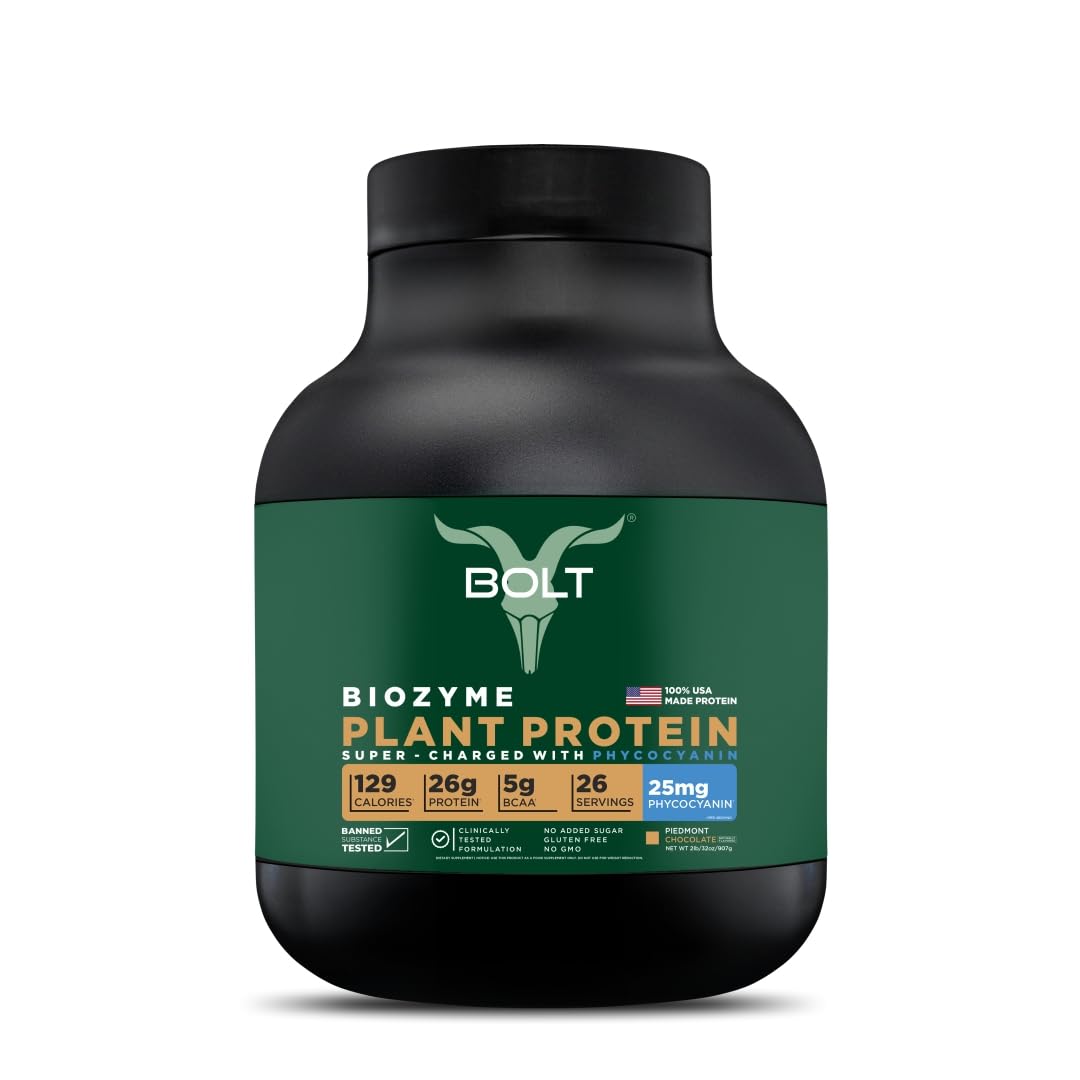 Bolt Nutrition Biozyme Plant Protein Powder, 2 lb, Piedmont Chocolate