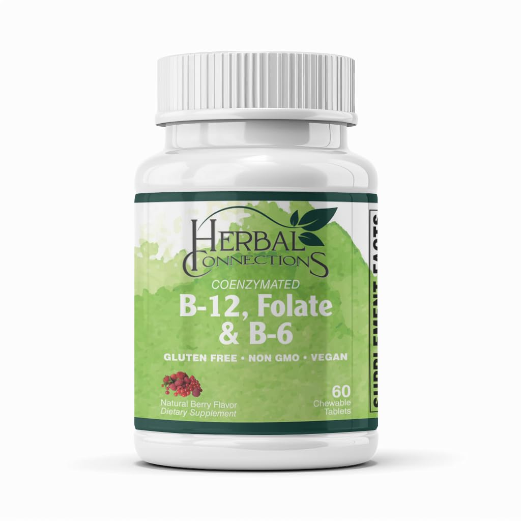 Herbal Connections Coenzymated B-12 + Folate + B-6 Sublingual Lozenges, 60 Count