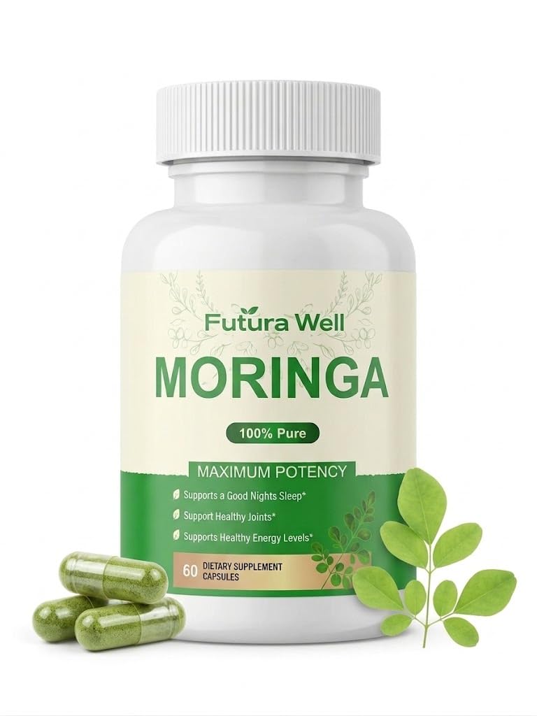 Galriva Moringa Capsules Organic Moringa Oleifera with Moringa Leaf Powder, Plant Based Herbal Supplement, Vegan, Non-GMO, 60 Capsules