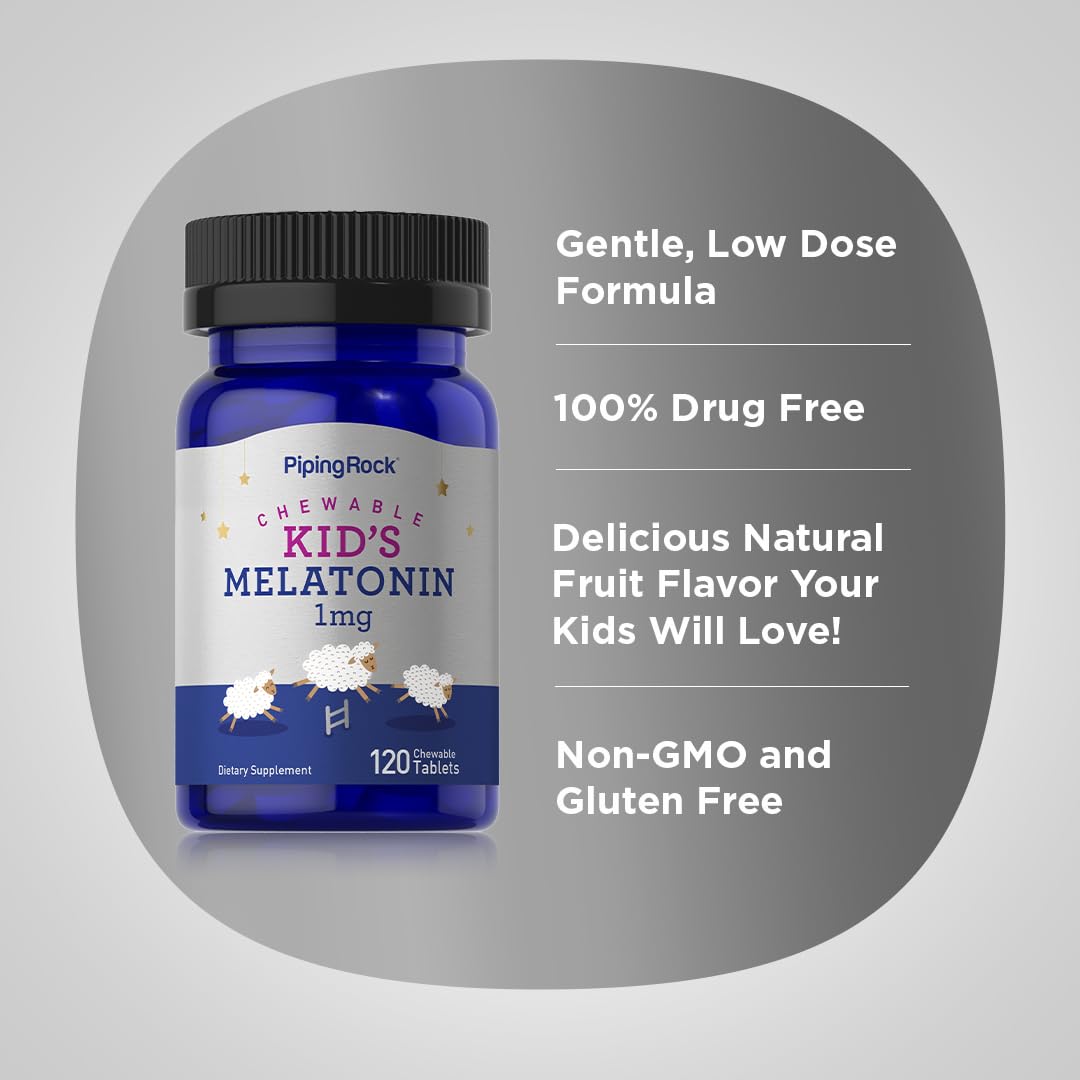 Piping Rock Kids Melatonin 1mg Tablet, 120 Tablets