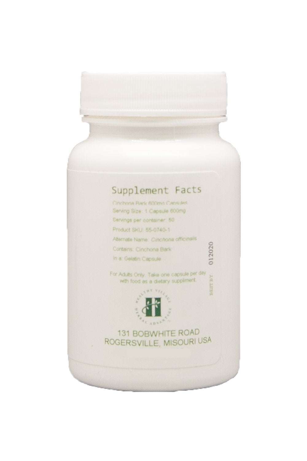 Herbal Advantage Cinchona Bark Capsules 600mg, 50 Count